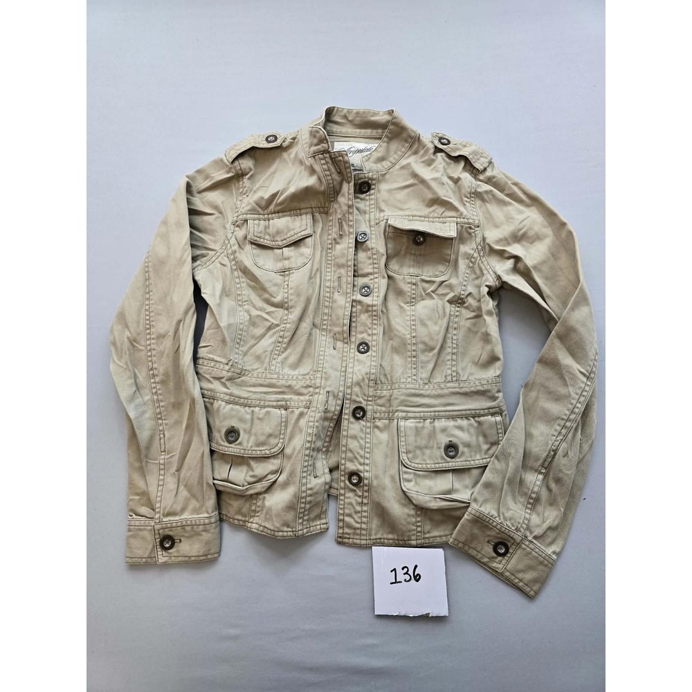 Aeropostale Womens Khaki Cotton Utility Military Jacket Tan Size Medium